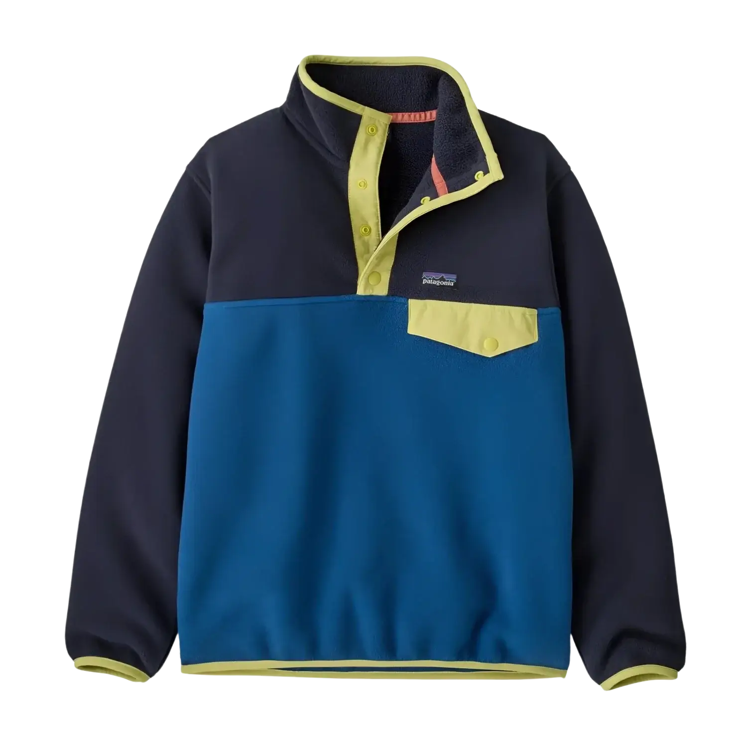 Patagonia Kid's Lightweight Synchilla® Snap-T® Fleece Pullover in clement blue, front view