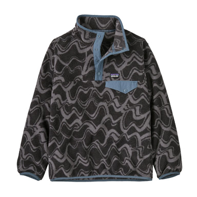 Patagonia Kid's Lightweight Synchilla® Snap-T® Fleece Pullover in small currents ink black, flat front