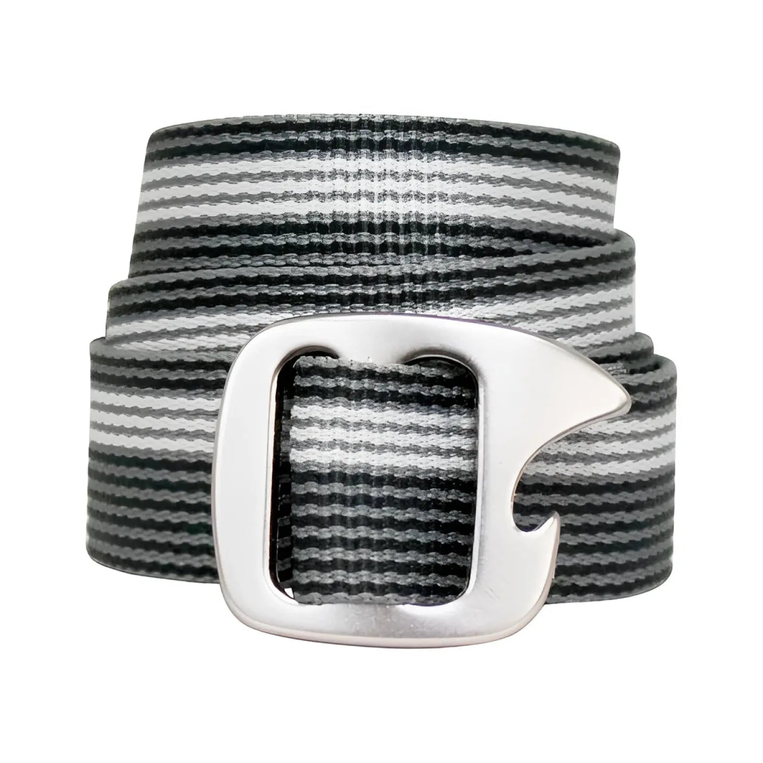 Bison Tap Cap™ Gunmetal Buckle 30mm in black pinstripe, front view