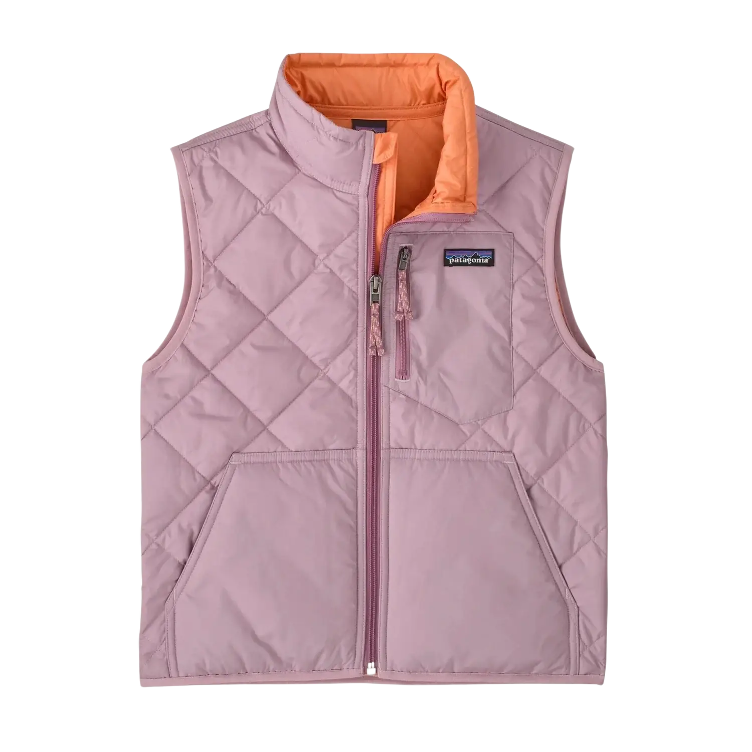 Patagonia Kid's Diamond Quilted Vest in quiet violet, flat front view
