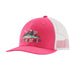 Patagonia Kids' Trucker Hat in fitz roy superbloom & luminous pink, front view