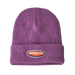 Patagonia Kid's Logo Beanie in oval logo & brisk purple, front view