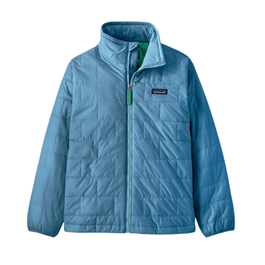 Patagonia Kid's Nano Puff Jacket in shore blue, front view