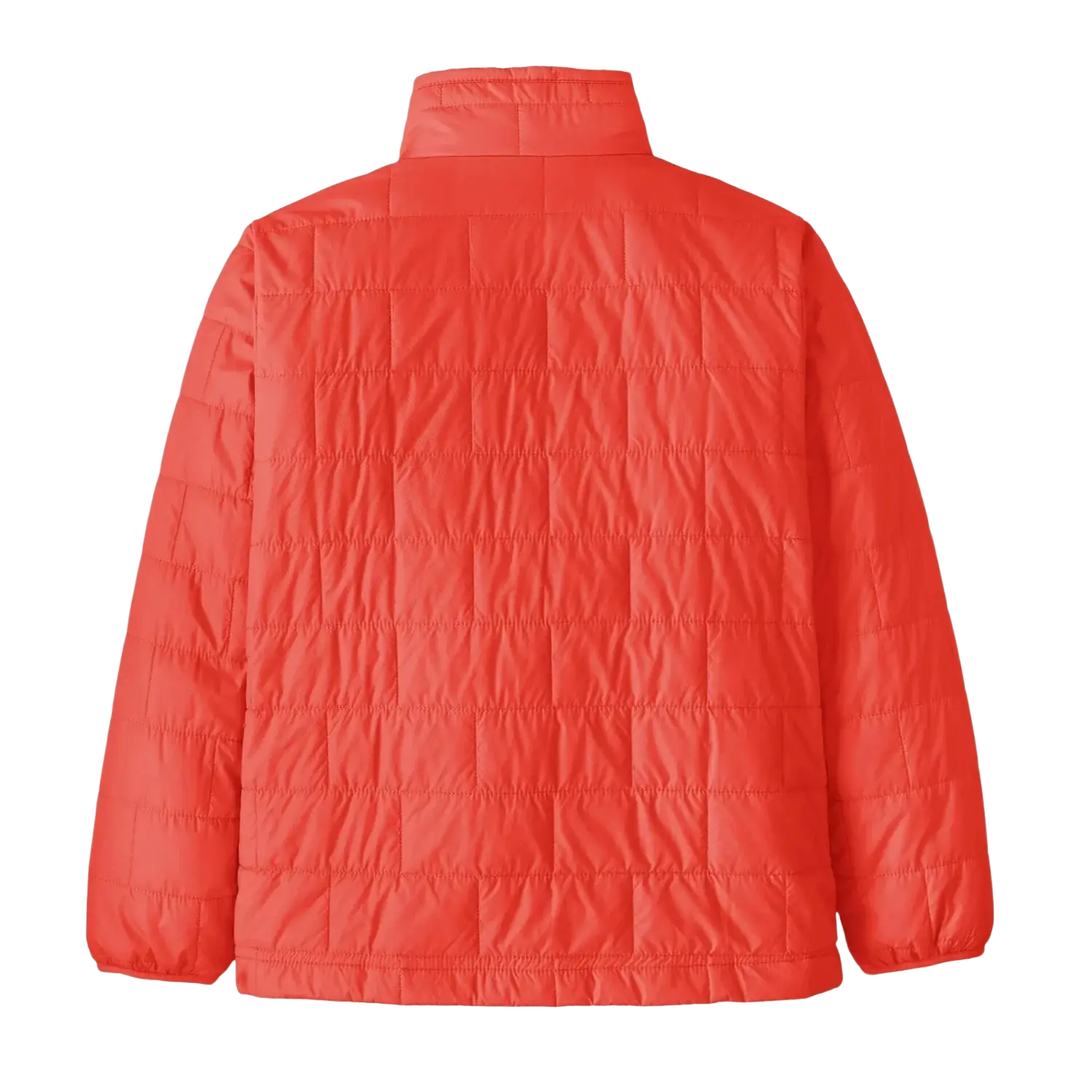 Patagonia Kid's Nano Puff Jacket in sizzle red, flat back view