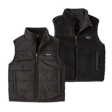Patagonia Kid's Reversible Ready Freddy Vest in ink black, front & reversed view
