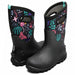 BOGS Kid's Classic Seamless Cosmic Forest Boot in black multi, pair front and back view