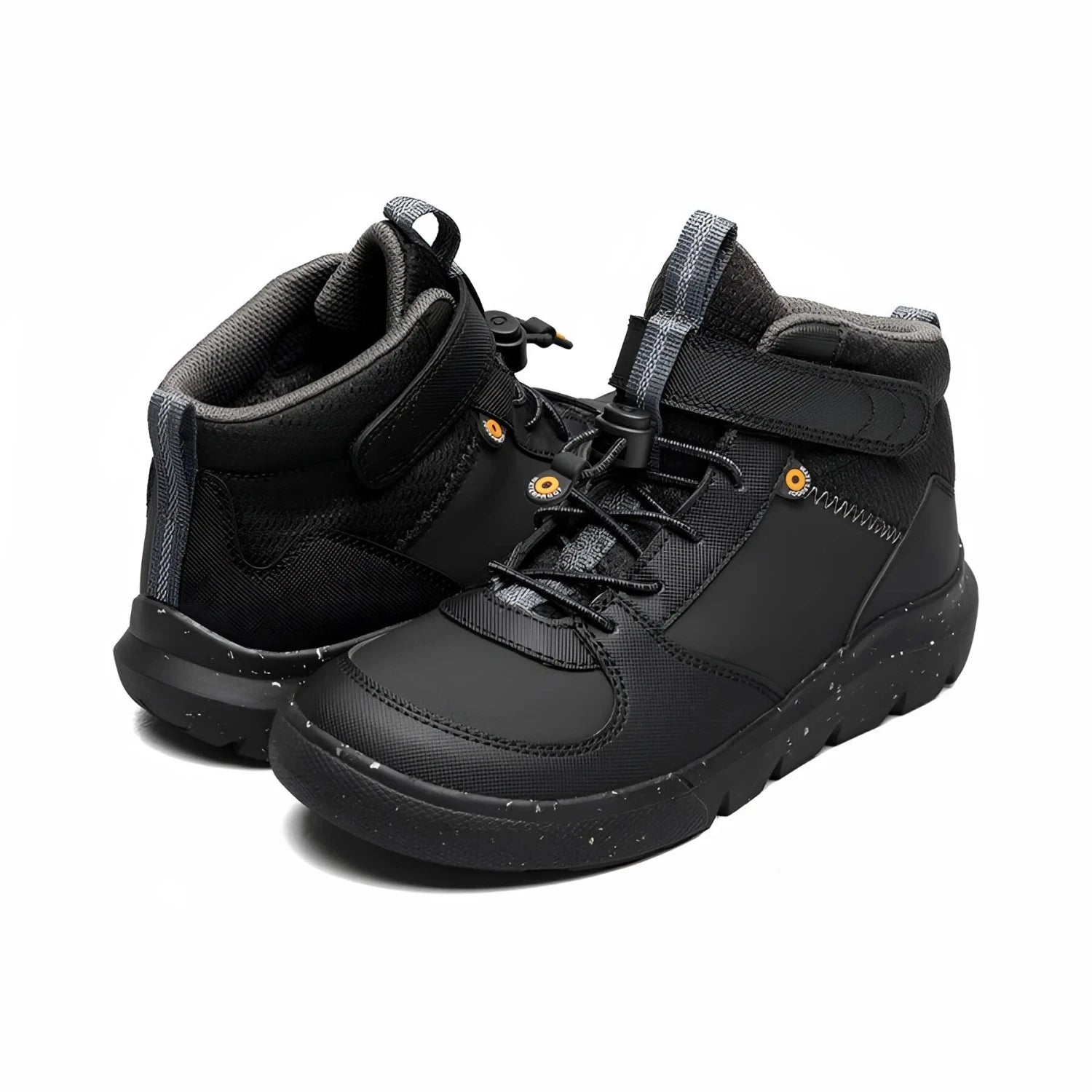 BOGS Kid's Skyline Kicker WP Shoe in black, front & back view