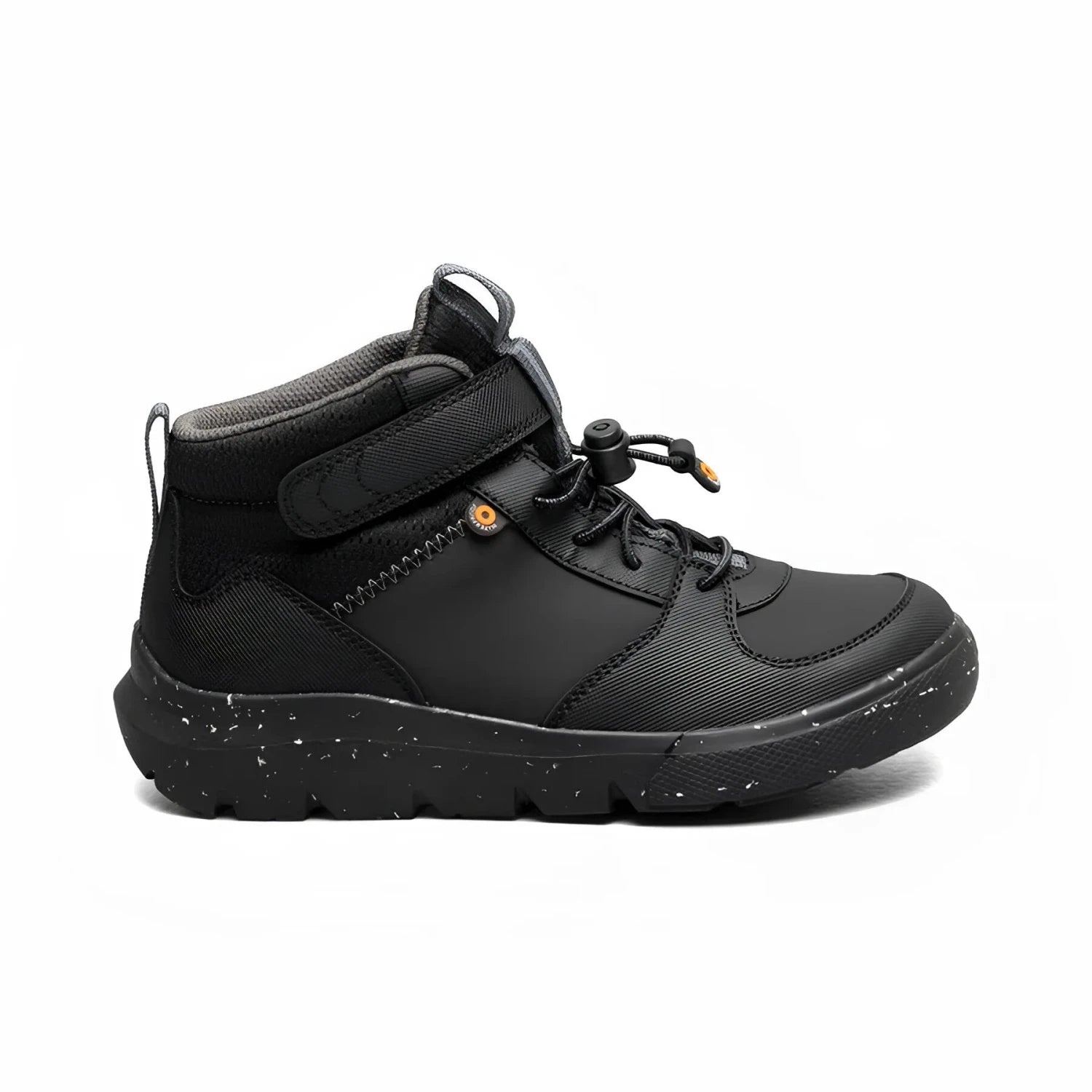 BOGS Kid's Skyline Kicker WP Shoe in black, side view