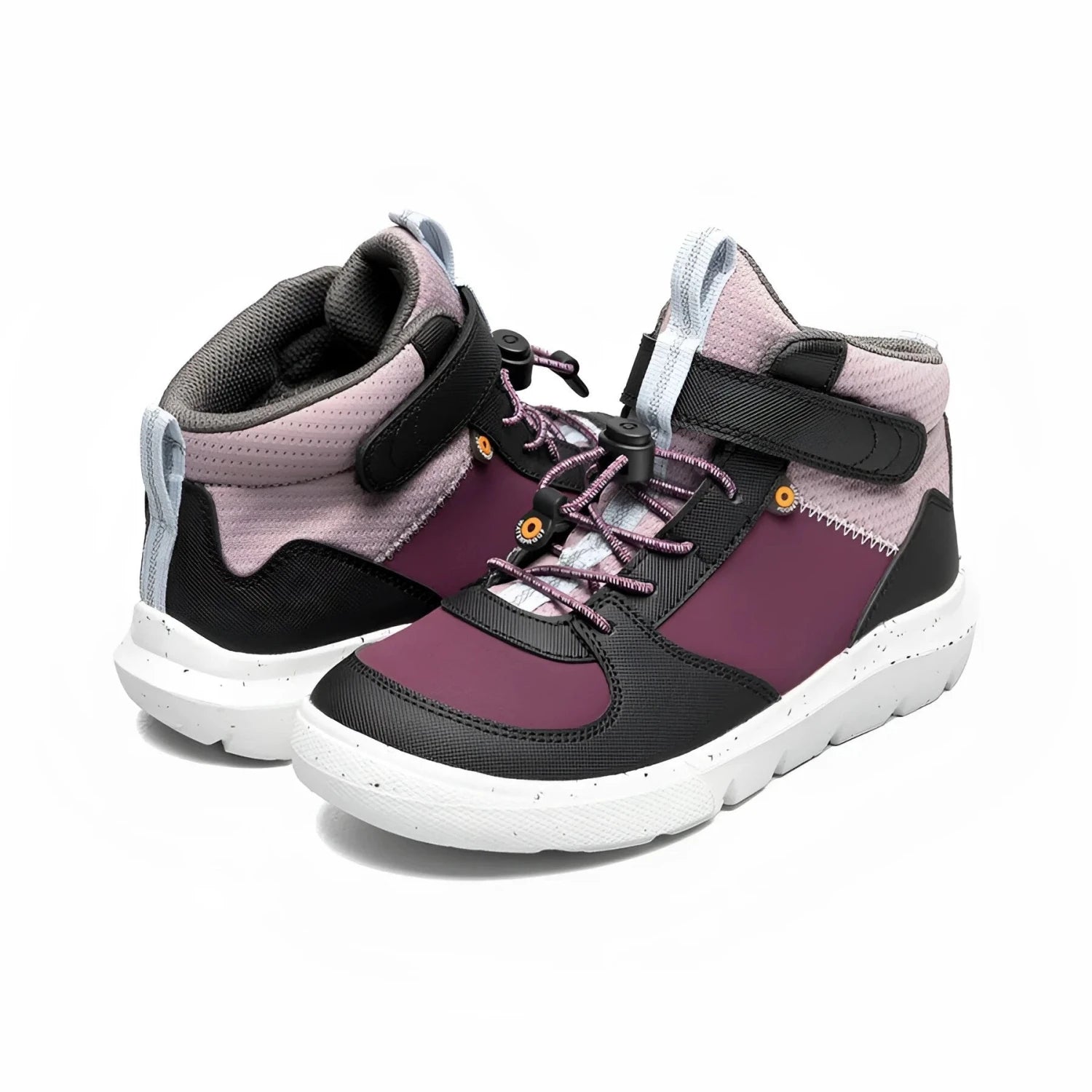 BOGS Kid's Skyline Kicker WP Shoe in purple, front & back view