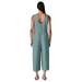 Patagonia Women's Garden Island Jumpsuit in whole weave blue sage, on model back view