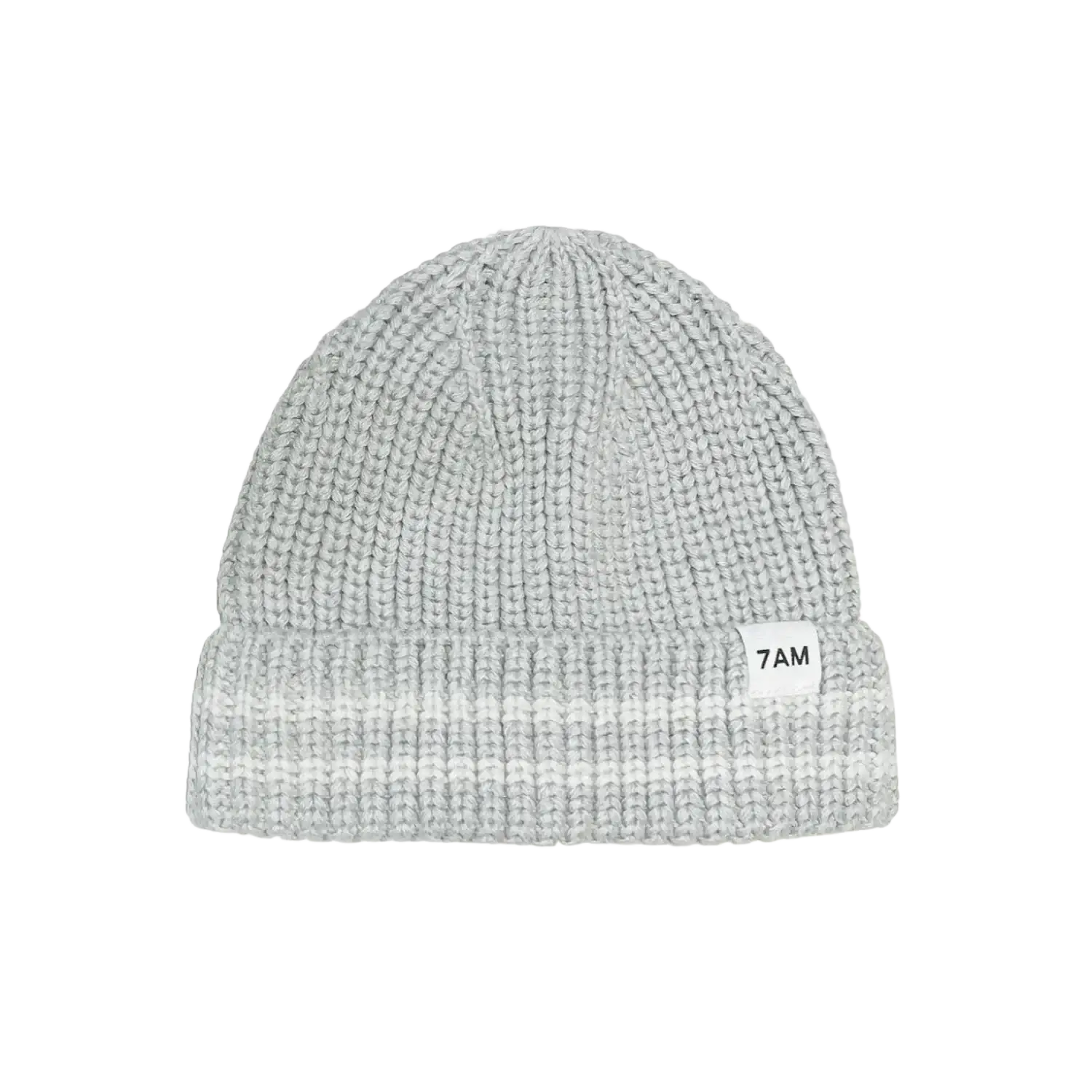 7AM Enfant Baby Chunky Beanie in pearl grey & ecru, flat front view