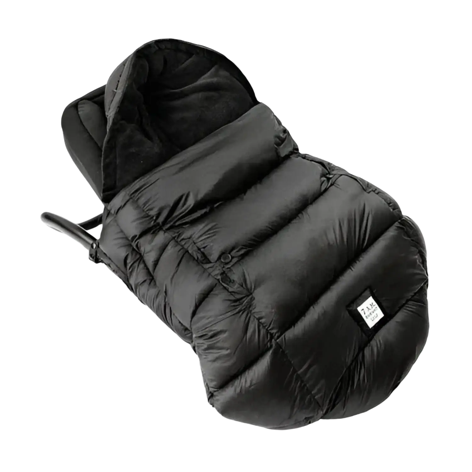 7AM Baby Heavyweight K-Poncho in black plush, cover over stroller