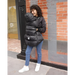 7AM Baby Heavyweight K-Poncho in black plush, lifestyle - cover over front carrier
