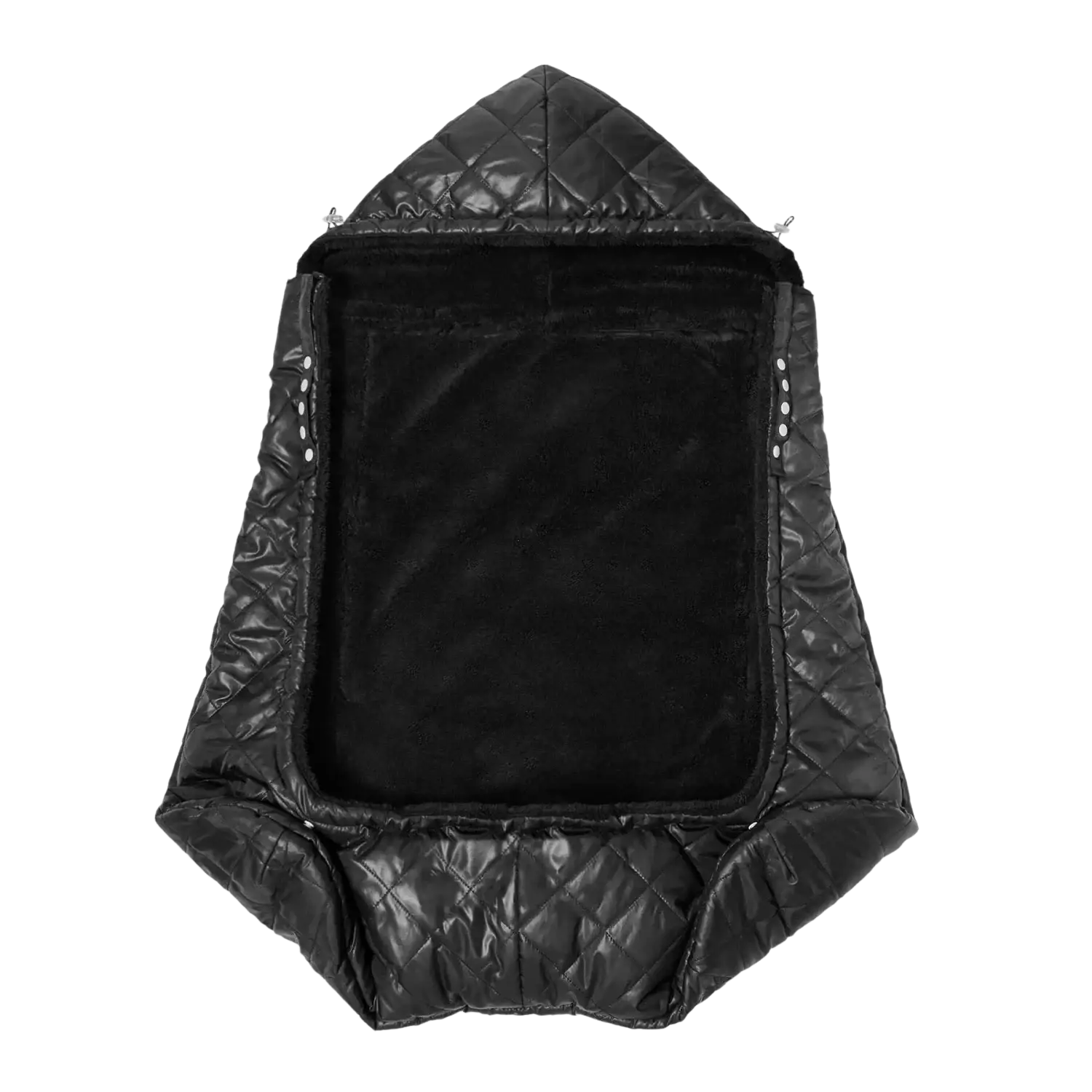 7AM Enfant Baby K-Poncho in black plush, back view