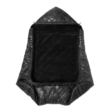 7AM Enfant Baby K-Poncho in black plush, back view