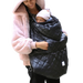 7AM Enfant Baby K-Poncho in black plush, on model carrier view