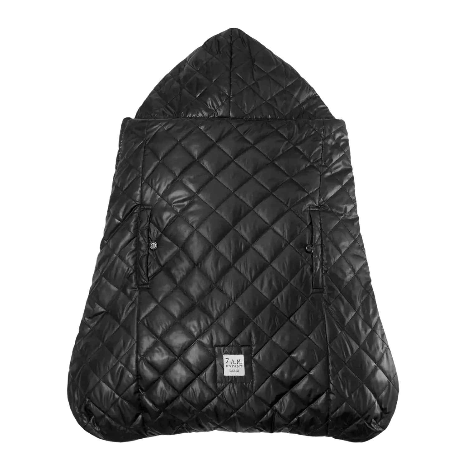 7AM Enfant Baby K-Poncho in black plush, front view