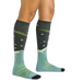 Darn Tough Women's Aurora Over-the-Calf Lightweight Ski & Snowboard Socks in aqua, model size view