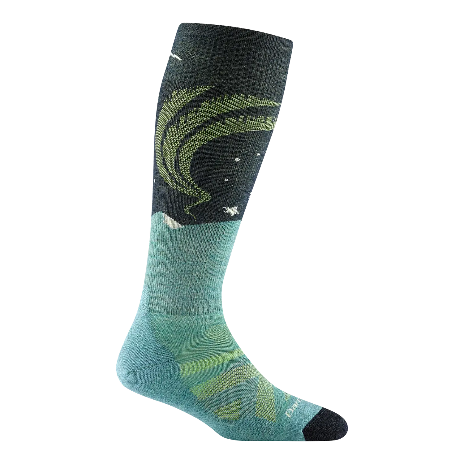 Darn Tough Women's Aurora Over-the-Calf Lightweight Ski & Snowboard Socks in aqua, side view