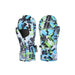 Boulder Gear's Flurry Mittens in Aqua Stacked. Blue, green, black, and white blocked pattern.