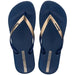 Ipanema Women's Anatomica Connect II Sandal in navy & gold, top view