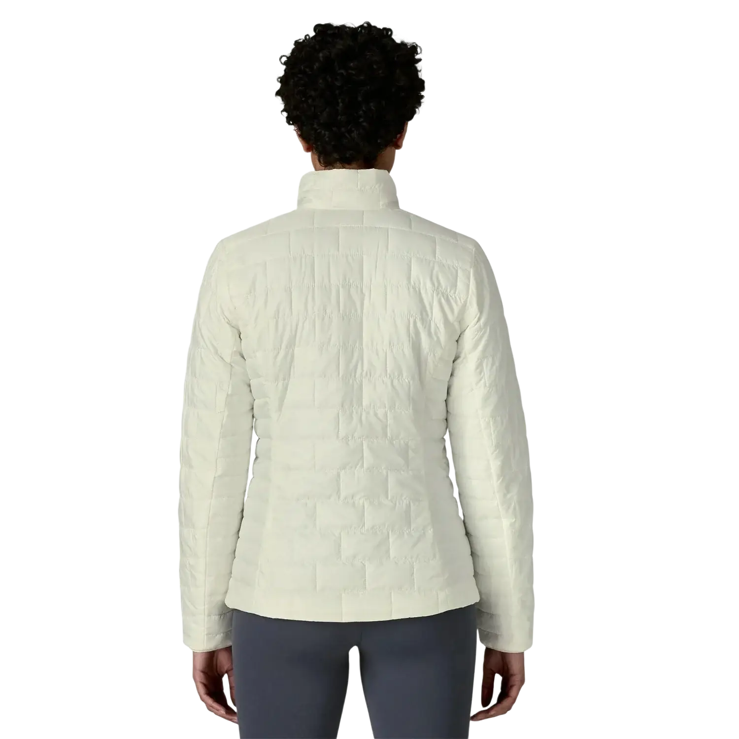 Patagonia Women's Nano Puff® Jacket in birch white, on model back view