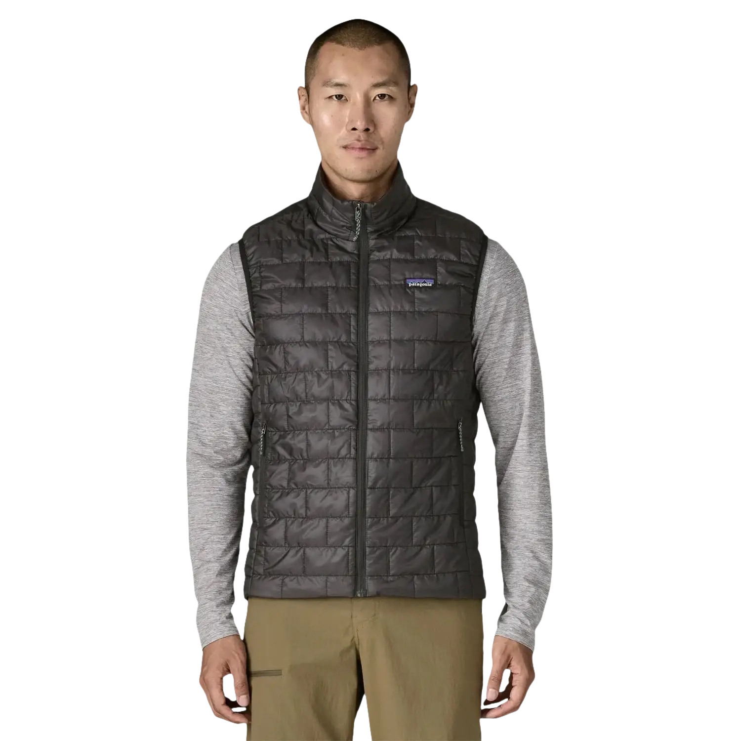 Patagonia Men's Nano Puff® Vest in black, on model front view