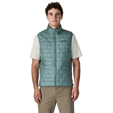Patagonia Men's Nano Puff® Vest in blue sage, on model front view