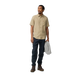 Fjall Raven M's Övik Travel Short Sleeve Shirt in sandstone, on model front view