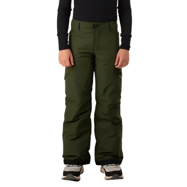 Boulder Gear Boy's Bolt Cargo Snow Pant in seaweed green, on model front view