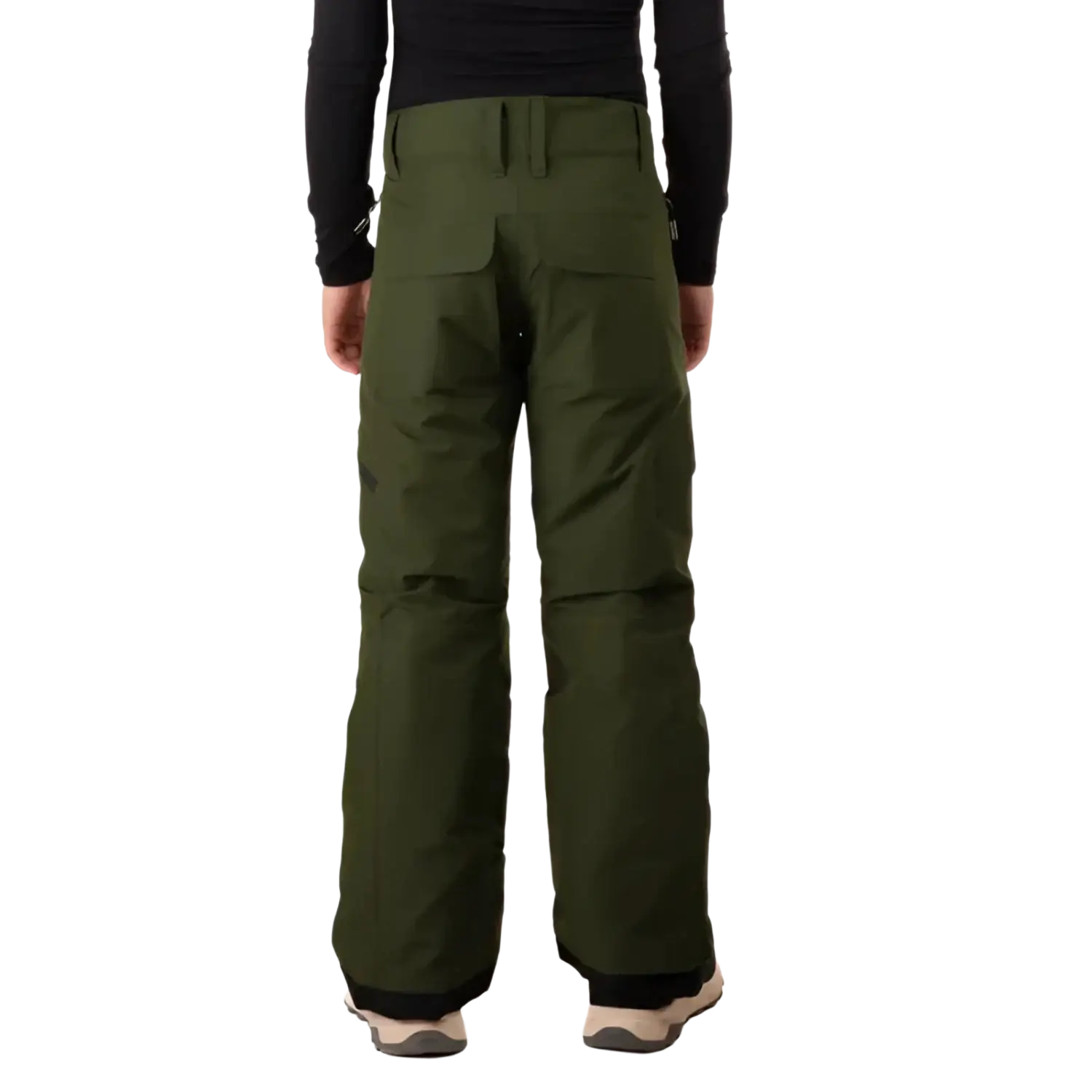 Boulder Gear Boy's Bolt Cargo Snow Pant in seaweed green, on model back view