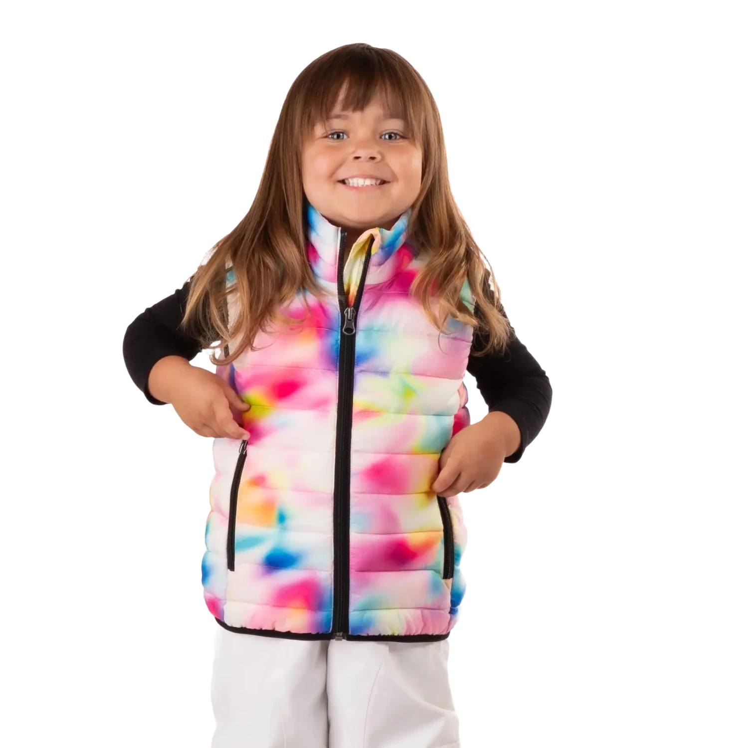 Boulder Gear Kid's D-Lite Puffer Vest in opal, on model front view