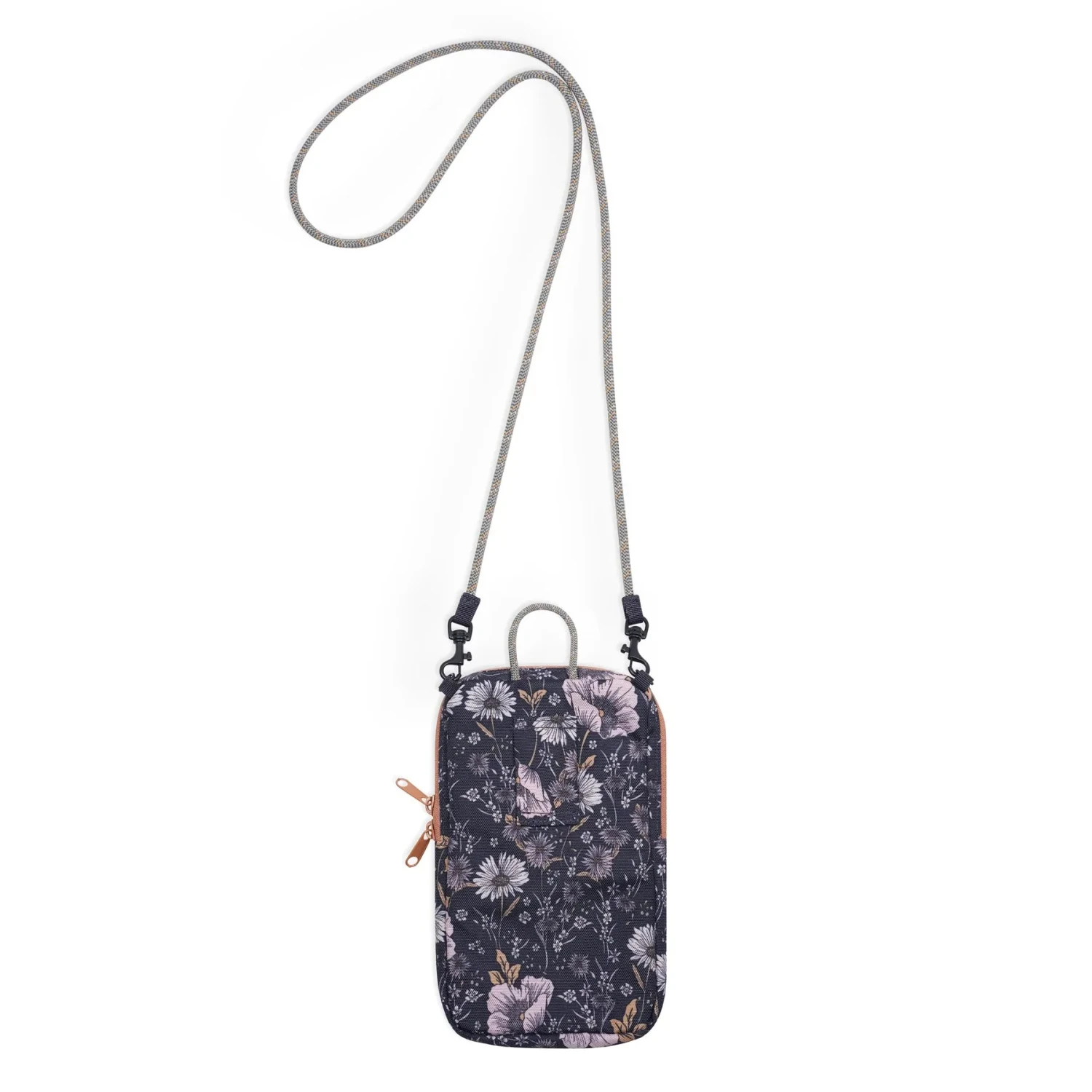 KAVU Essential Case in quiet wildflowers, back view with strap