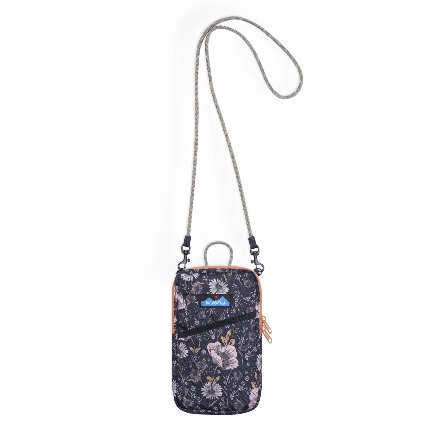 KAVU Essential Case in quiet wildflowers, front view with strap