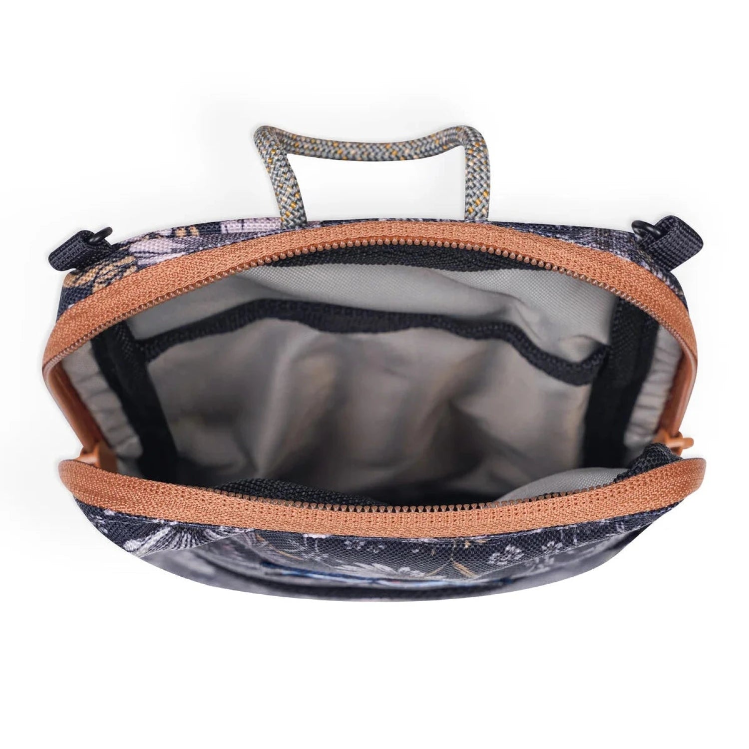 KAVU Essential Case in quiet wildflowers, unzipped inside view