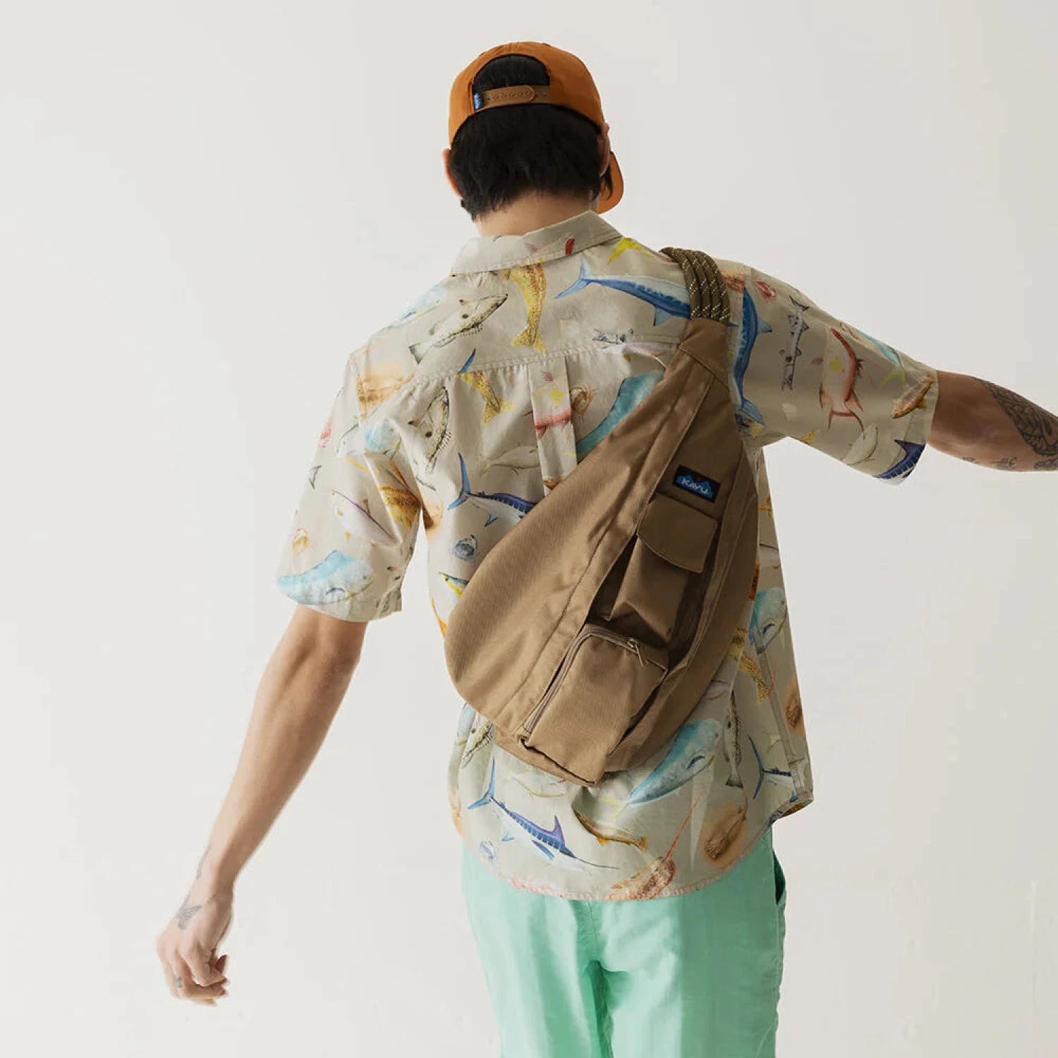 KAVU Rope Sling Bag on model front view