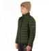 Boulder Gear Kid's Voyage Puffy Jacket in seaweed green, on model side view