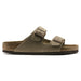 Birkenstock Arizona Soft Footbed Suede Sandal in taupe, side view