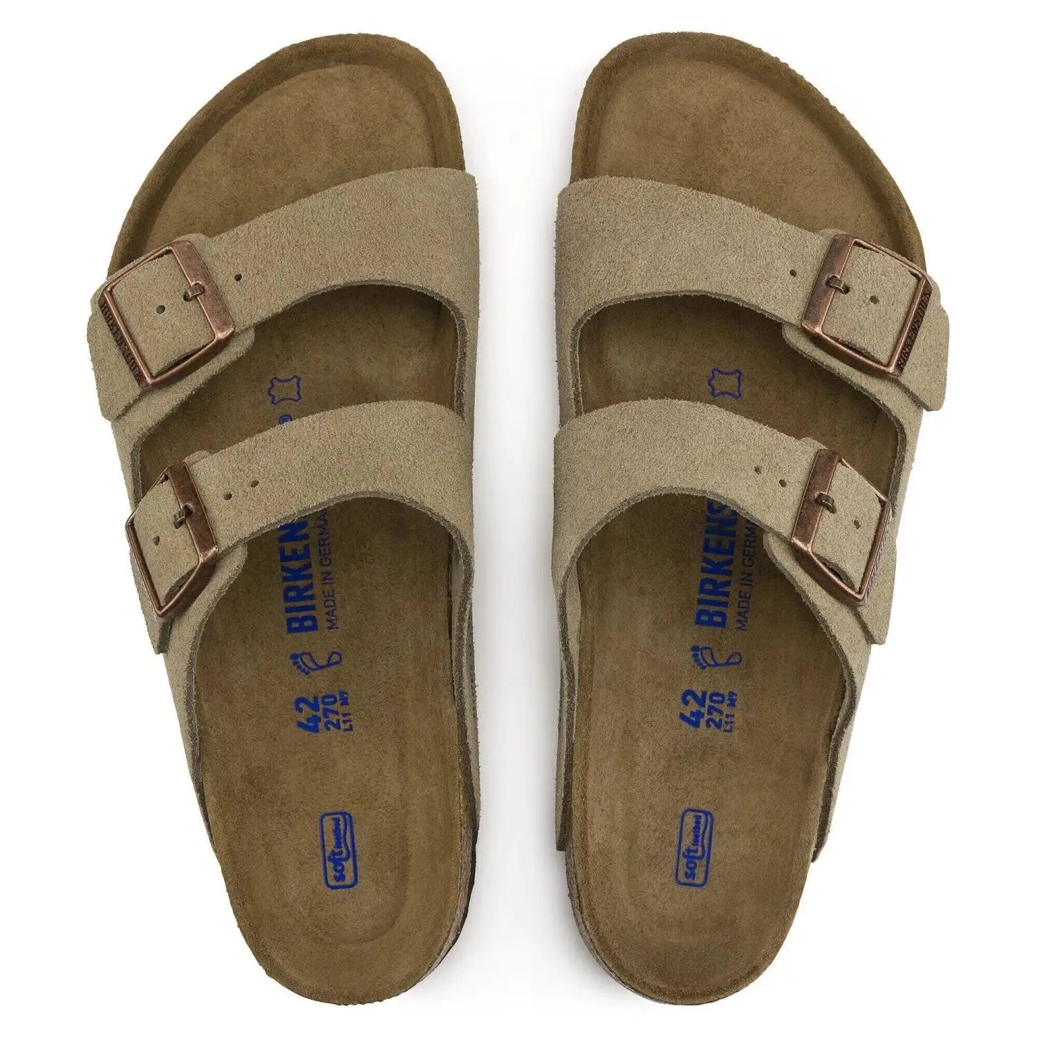 Birkenstock Arizona Soft Footbed Suede Sandal in taupe, top view