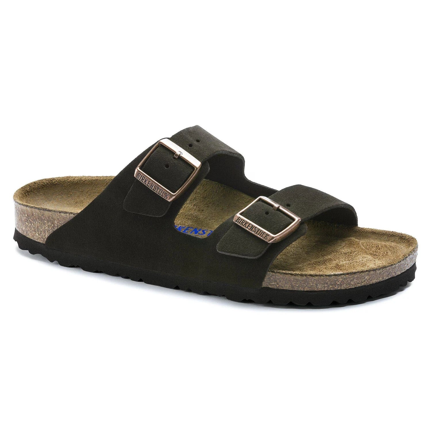 Birkenstock Arizona Soft Footbed Suede Sandal in mocha, side view