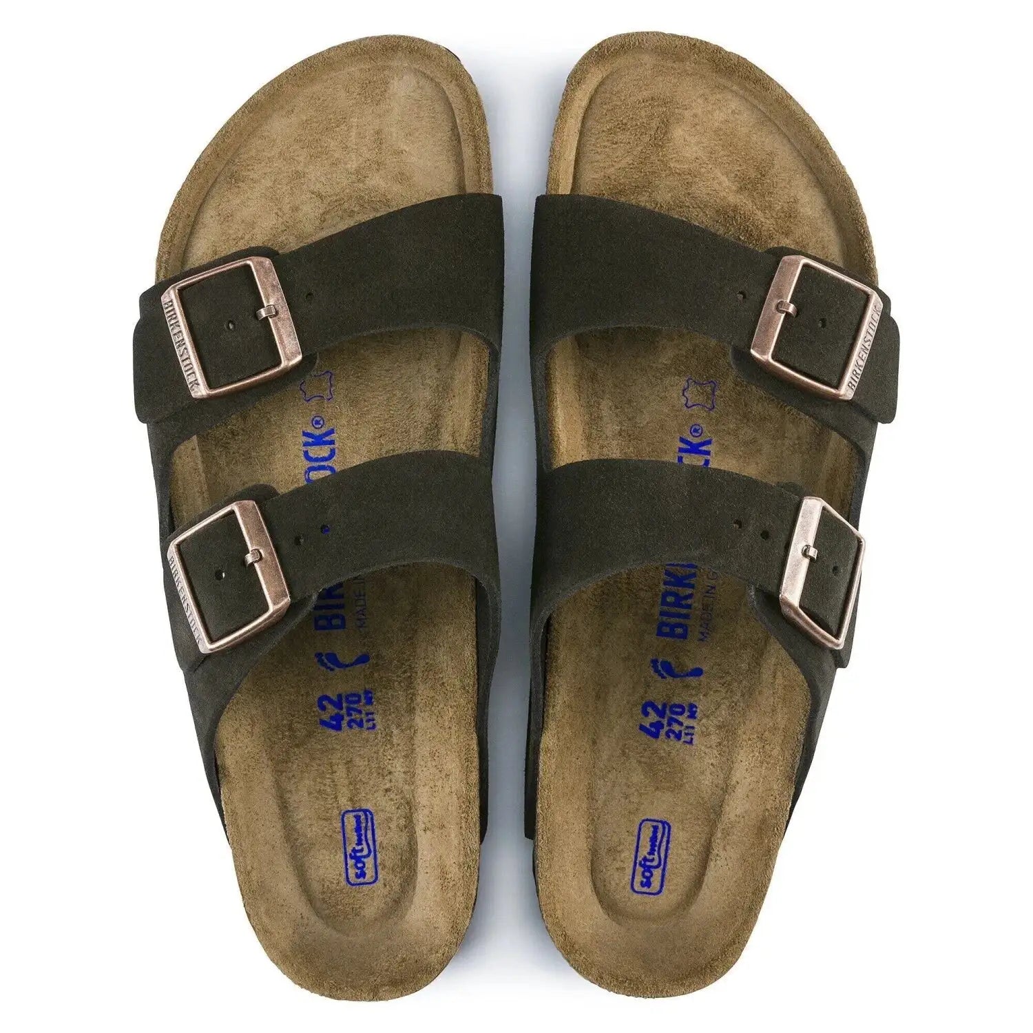 Birkenstock Arizona Soft Footbed Suede Sandal in mocha, top view