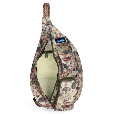KAVU Mini Slingback Bag in wonderland, front view unzipped