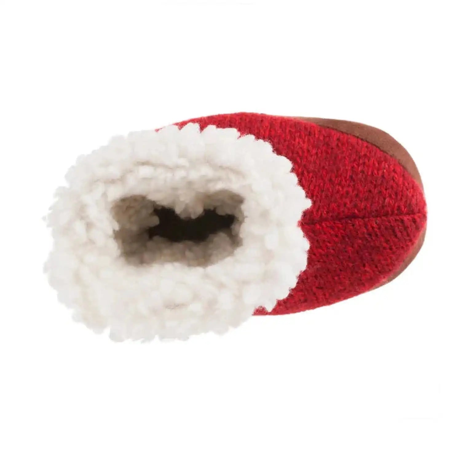 Toddler’s Ragg Wool Booties in red top view