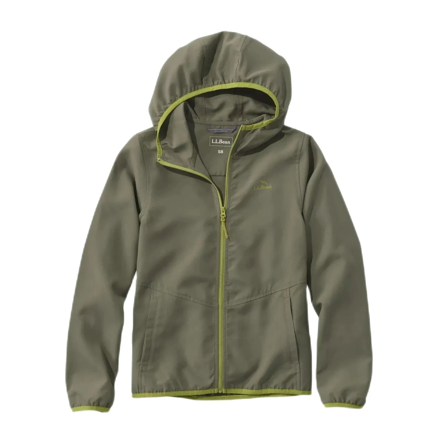 L.L. Bean K's No Fly Zone Jacket, Olive Gray, front view flat
