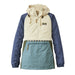 LL Bean Women's Mountain Classic Anorak shown in the Natural/Mineral Blue color option, front view.