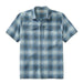 LL Bean Men's SunSmart® Cool Weave Shirt Short-Sleeve shown in the Rangeley Blue/ Marine Blue color option. Front view.