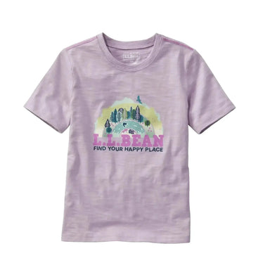 LL Bean Kid's Graphic Tee, Glow-in-the-Dark shown in the Lavender Ice Happy Place color option. Front view.