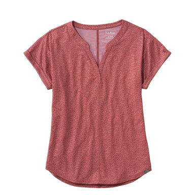 LL Bean Women's Streamside Tee shown in the Sienna Brick Cross Hatch color style. Front view.