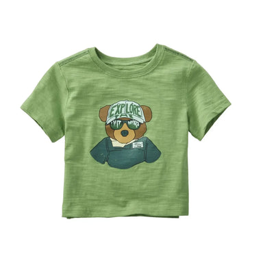 LL Bean Toddler Graphic Tee shown in the Dark Lichen Bear color/print. Front view.