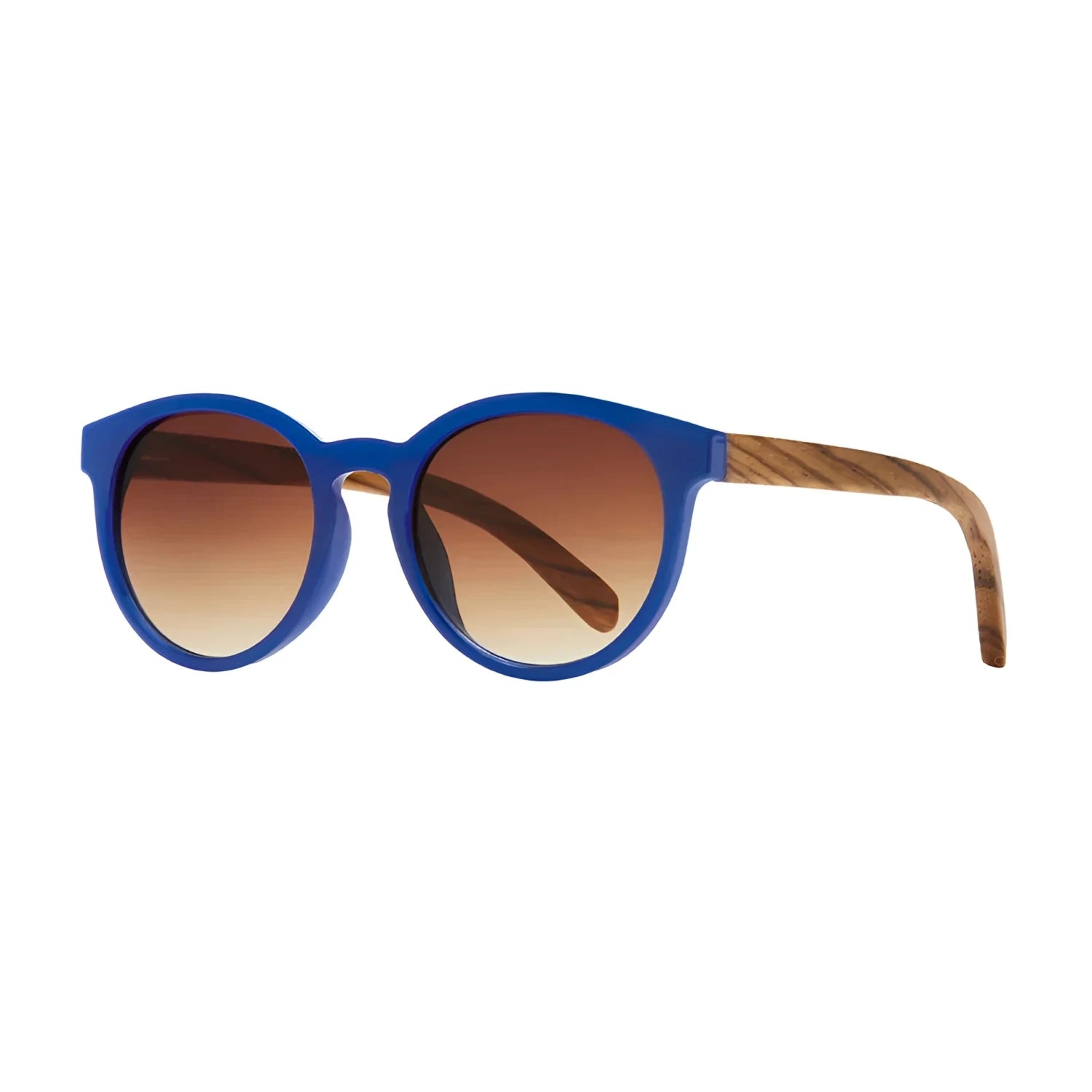 Blue Planet Andiz Polarized Sunglasses in cobalt blue & zebra wood, front view